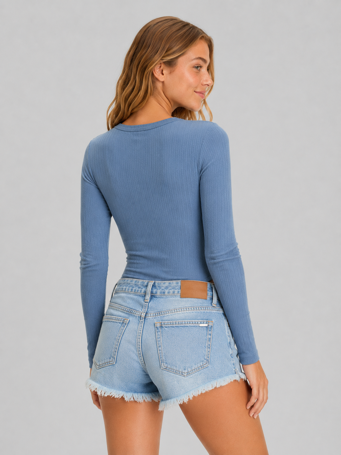 Top Para Mujer Aero Girls LS Henley Suede Blue Body 7003