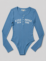 Top Para Mujer Aero Girls LS Henley Suede Blue Body 7003
