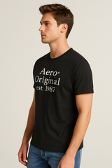 Camiseta Para Hombre Aero Level 1 Graphic Tees Dark Black 5881