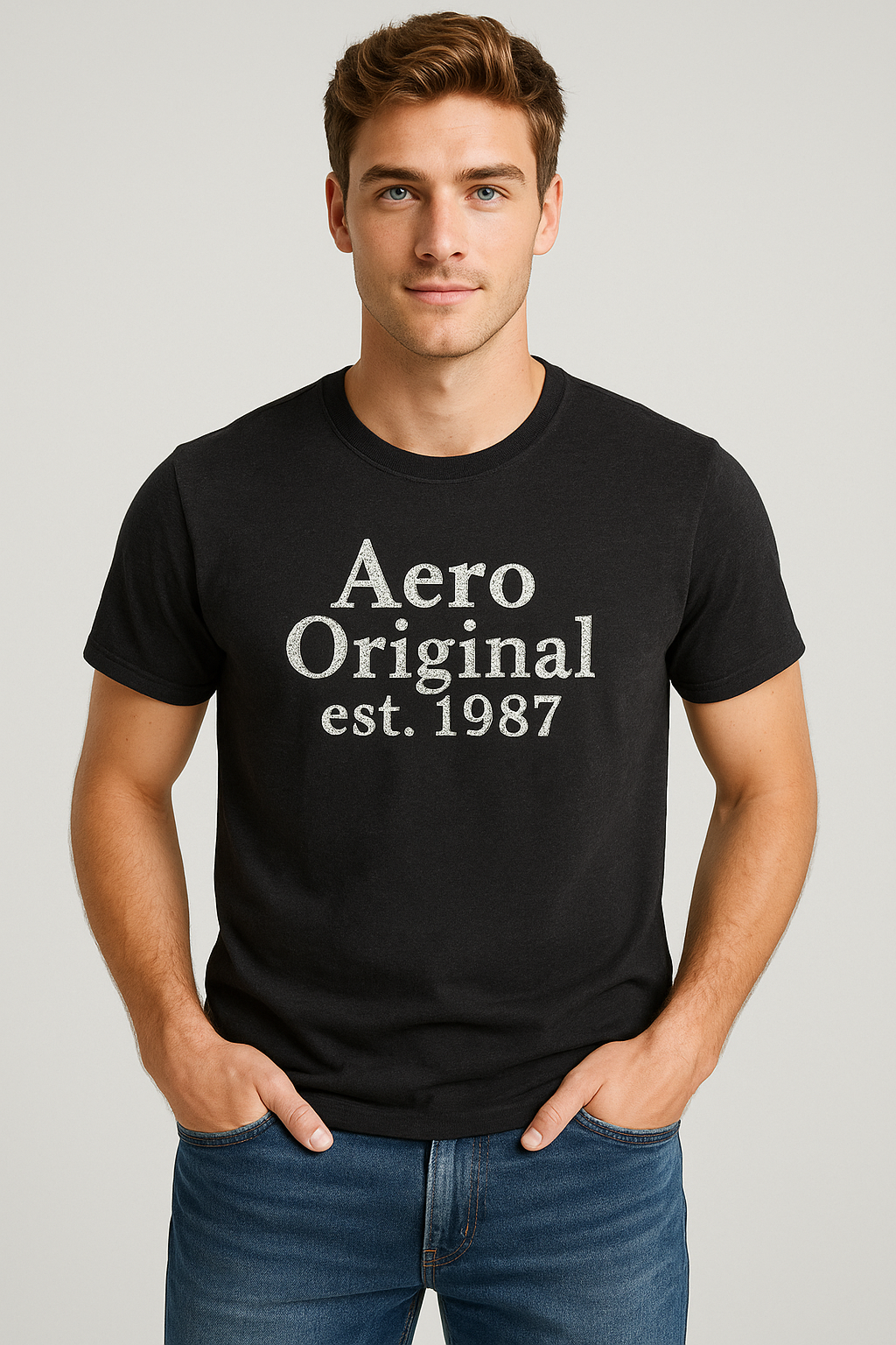 Camiseta Para Hombre Aero Level 1 Graphic Tees Dark Black 5881