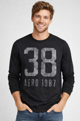 Buzo Para Hombre Aero Guys Popover Crew Neck Dark Black 2189