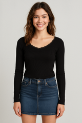 Buzo Para Mujer Aero Girls LS Fashion Top Dark Black 1284