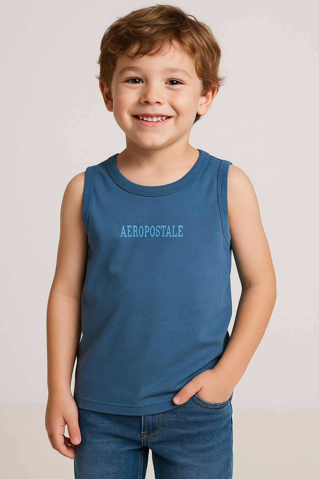 Camiseta Manga Corta Aero Kids Boys Slvlss Knit Celestial 1092
