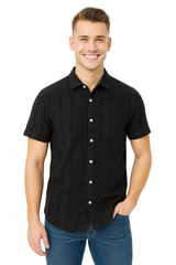 Camisa Para Hombre Aero Guys SS Woven Shirts Dark Black 9859