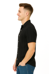 Camisa Para Hombre Aero Guys SS Woven Shirts Dark Black 9859