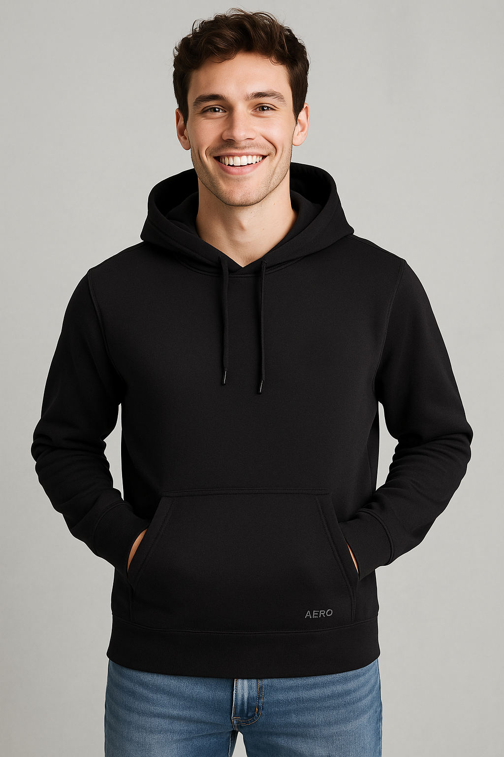 Buzo Para Hombre Aero Guys Popover Hoodies Dark Black 5823