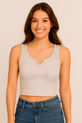 Top Para Mujer Aero Fashion Bare Solid Light Heather Grey 1260