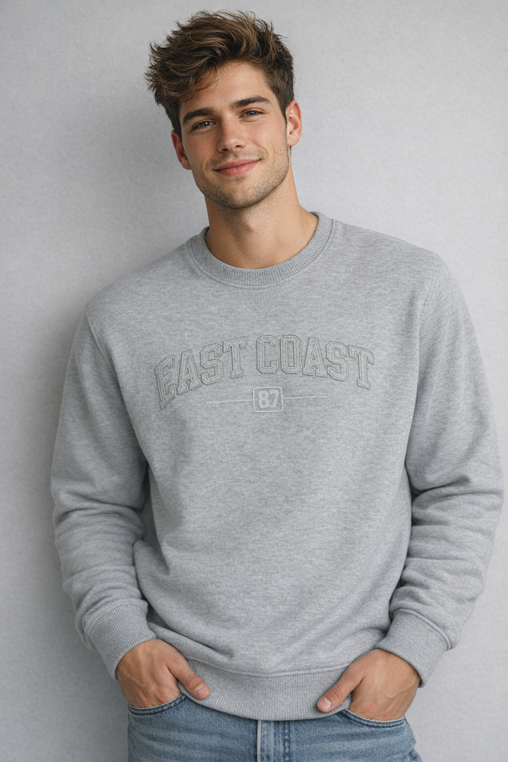 Buzo Para Hombre Aero Guys Popover Crew Neck Light Heather Grey 9190