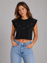 Top Para Mujer Aero Fashion Bare Pater Dark Black Crop Top 3774