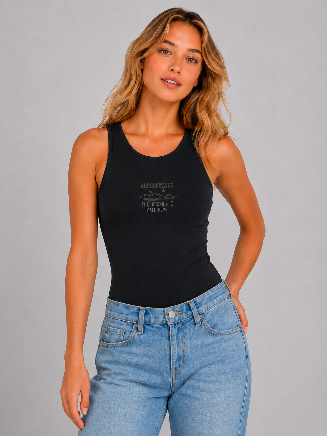 Top Para Mujer Aero Fashion Bare Graphic Dark Black 1278
