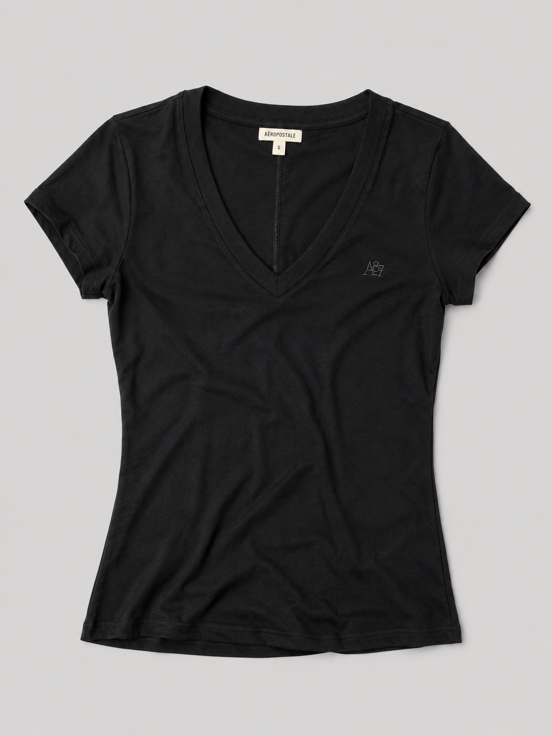 Camiseta Para Mujer Aero Girls Solid SS Dark Black 6505