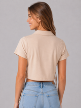 Camiseta Polo Para Mujer Aero Solid Polo Egret Crop 2306