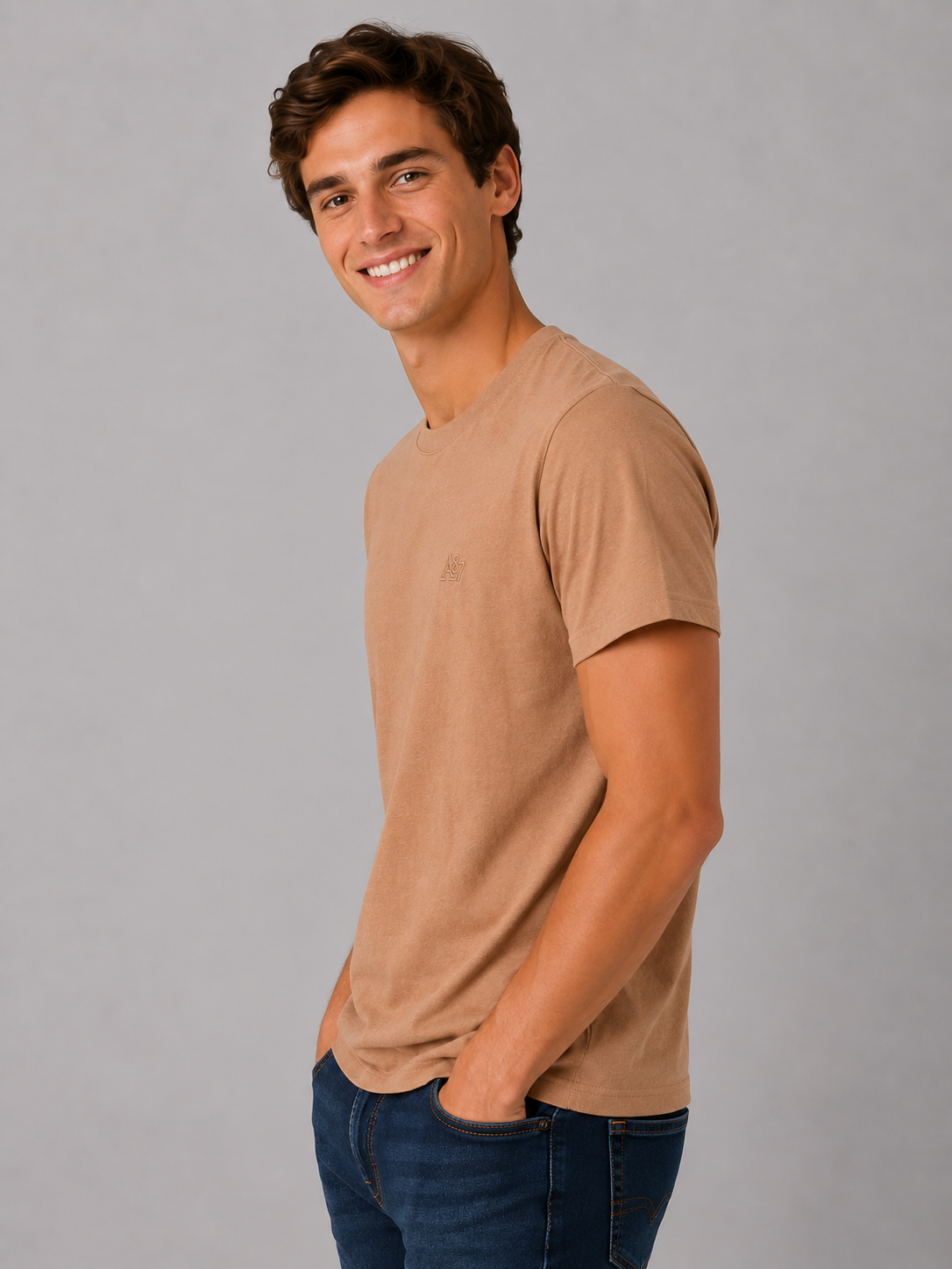 Camiseta Para Hombre Aero Guys SS Tees Mocha Mousse 4240