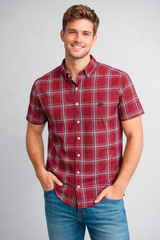 Camisa Para Hombre Aero Guys LS Woven Shirts Red 1222