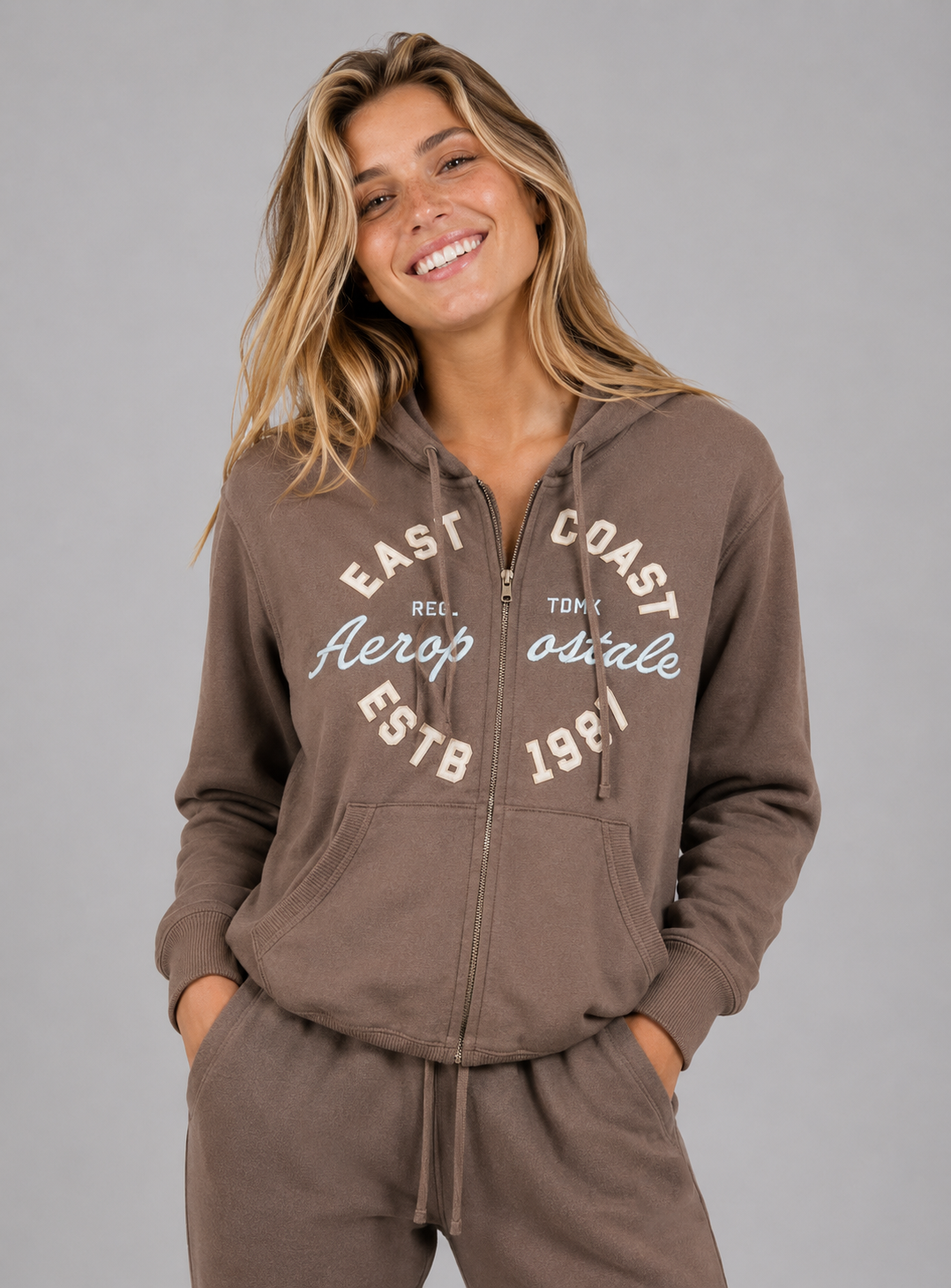 Buzo Para Mujer Aero Girls Fleece Zip Front Hot Chocolate 3839