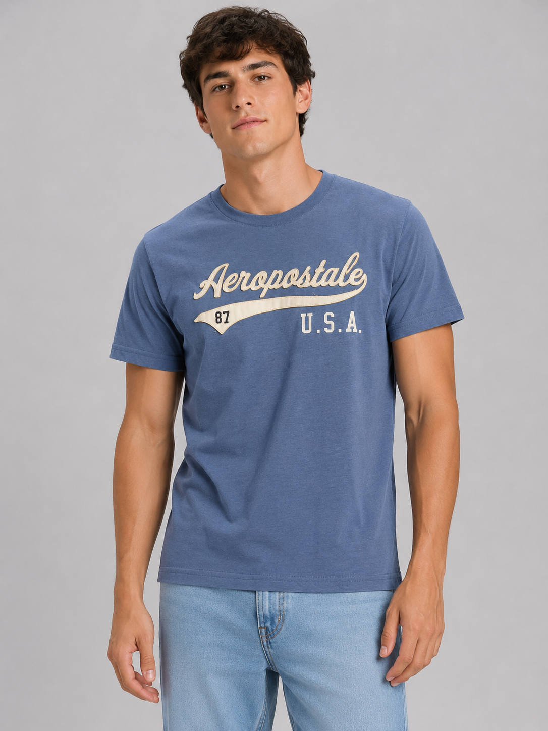 Camiseta Para Hombre Aero Level 2 Graphic Tees Bijou Blue 6256