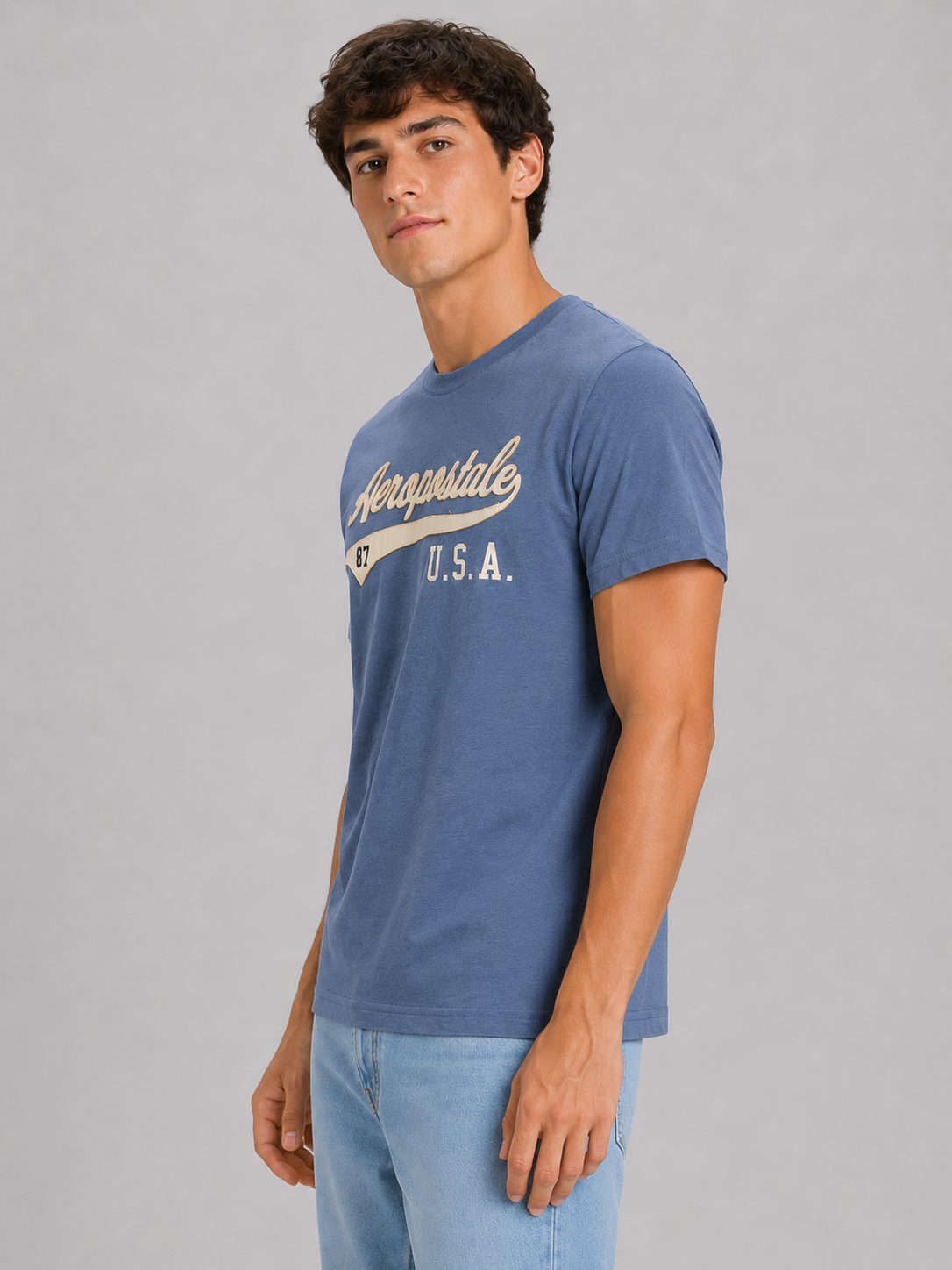 Camiseta Para Hombre Aero Level 2 Graphic Tees Bijou Blue 6256