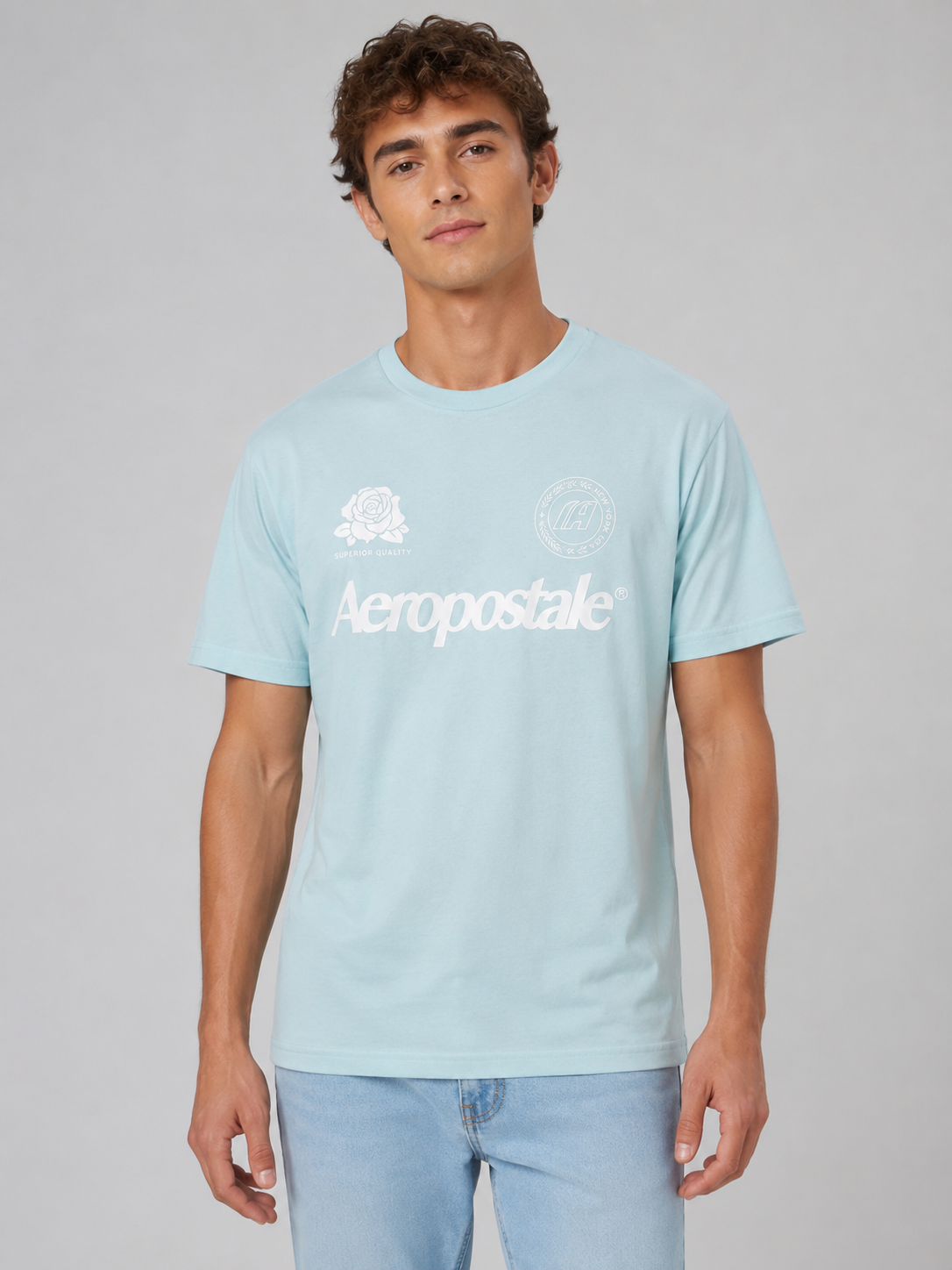 Camiseta Para Hombre Aero Level 1 Graphic Tees Baby Blue 6383