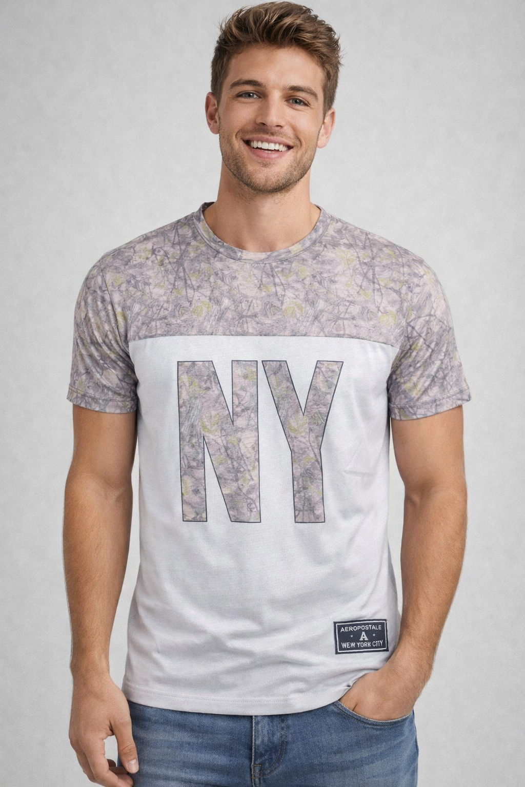 Camiseta Para Hombre Aero Guys Fashion Graphics Light Heather Grey 6267
