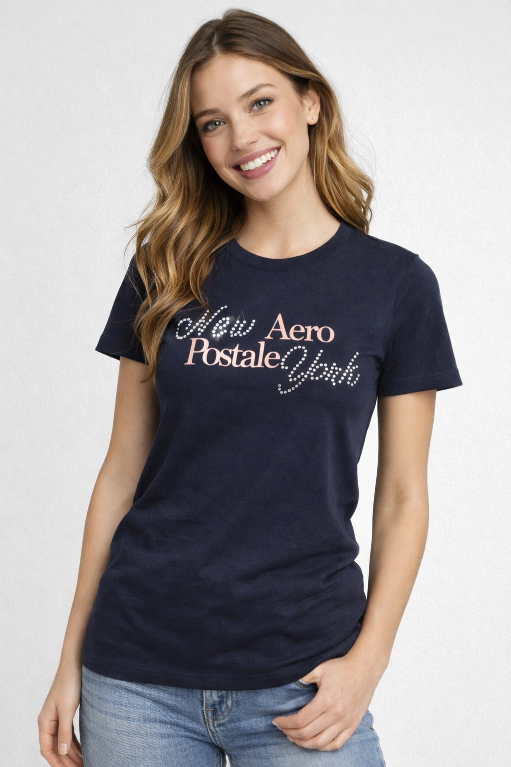Camiseta Para Mujer Aero Guys SS Woven Shirts Cadet Navy 4113