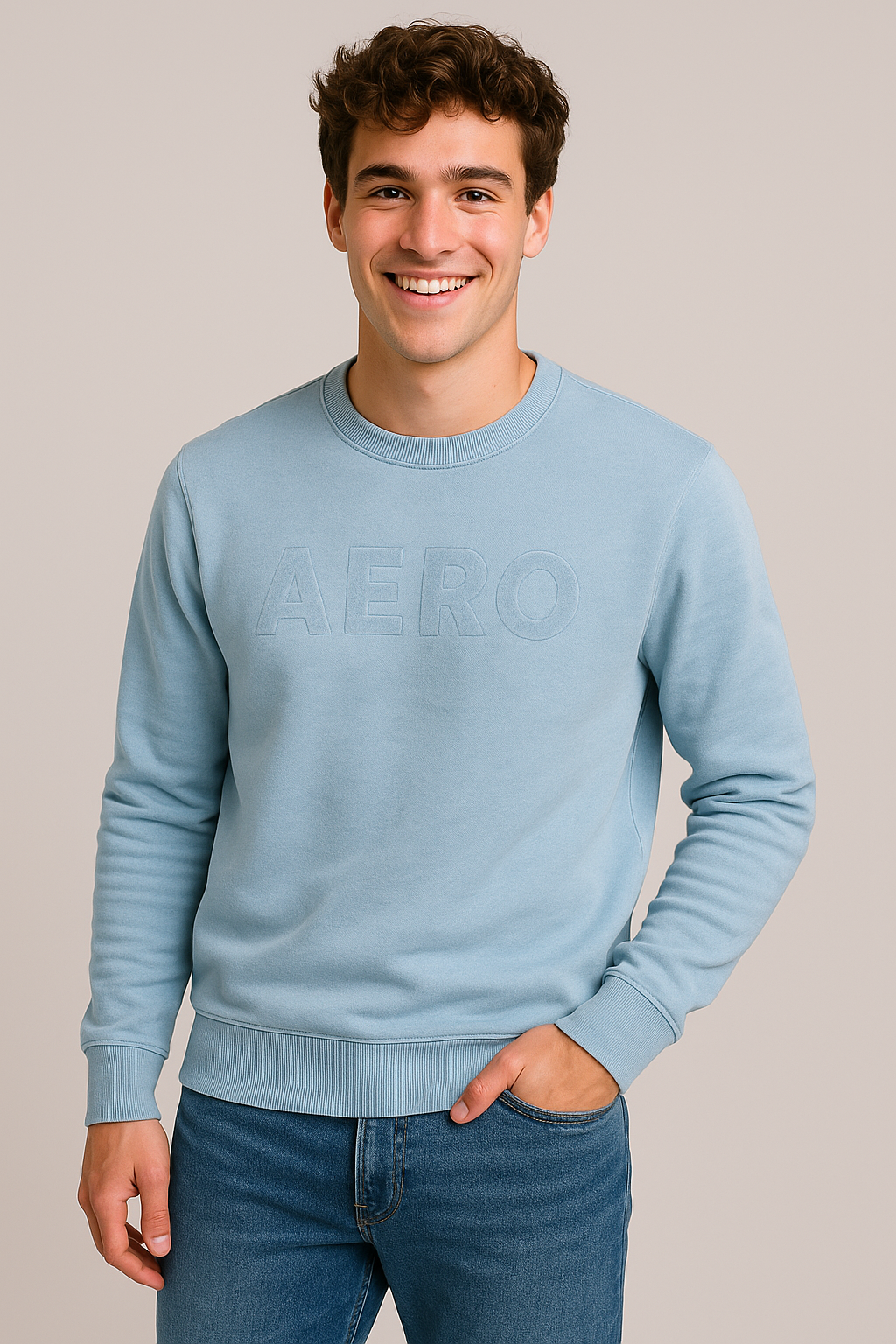 Buzo Para Hombre Aero Guys Fleece Other Porcelain Blue 7697
