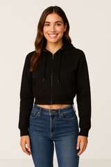 Buzo Para Mujer Aero Girls Fleece Zip Front Dark Black 3728