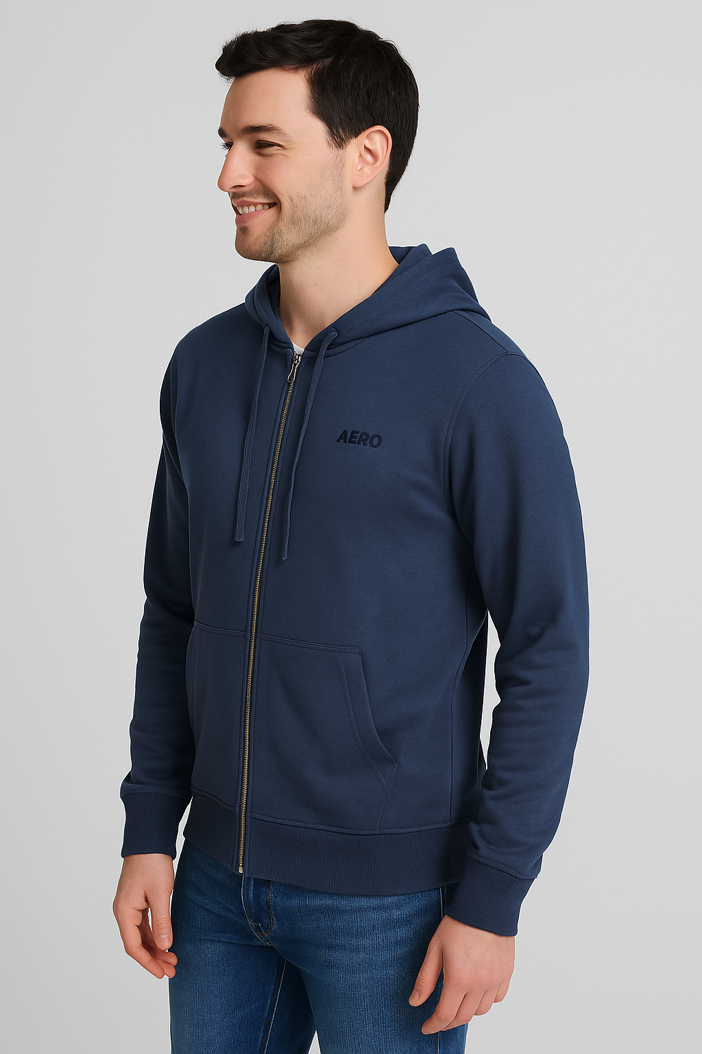 Buzo Para Hombre Aero Guys Full Zip Hoodies Cadet Navy 5018