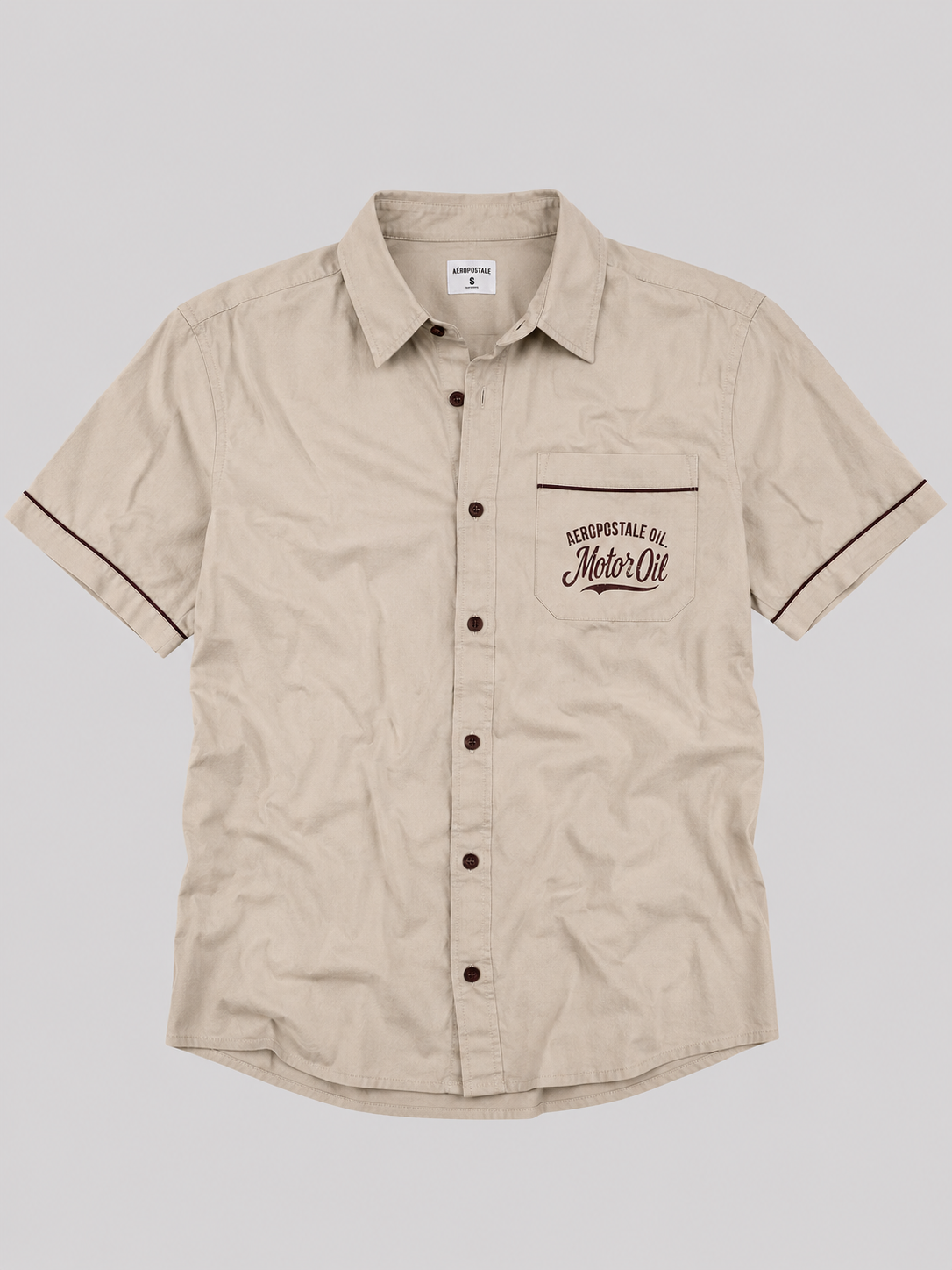 Camisa Para Hombre Aero Guys SS Woven SHirts Egret Relaxed 2220