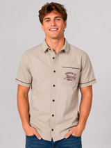 Camisa Para Hombre Aero Guys SS Woven SHirts Egret Relaxed 2220