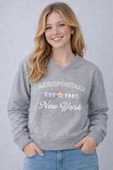 Buzo Para Mujer Aero Girls Fleece Crew Ligth Heather Grey 2292