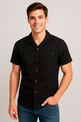 Camisa Para Hombre Aero Guys SS Woven Shirts Dark Black 8780