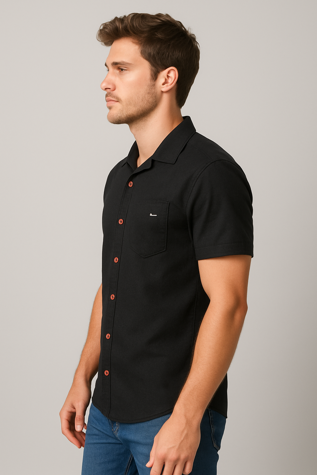 Camisa Para Hombre Aero Guys SS Woven Shirts Dark Black 8780