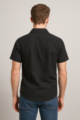 Camisa Para Hombre Aero Guys SS Woven Shirts Dark Black 8780