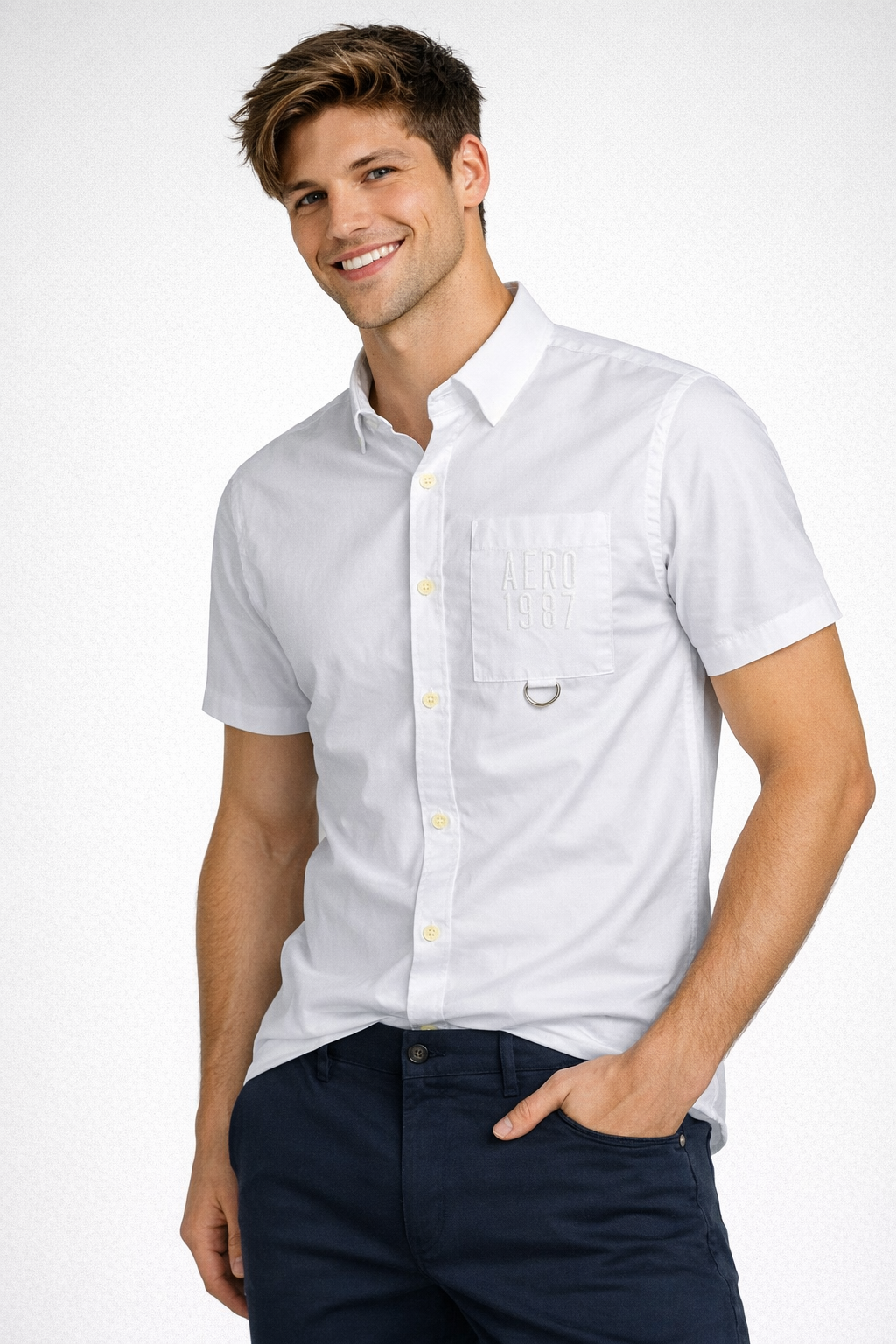 Camisa Para Hombre Aero Guys SS Woven Shirts Bleach 2193