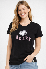 Camiseta Para Mujer Peanuts Girls Fashion Graphics Dark Black
