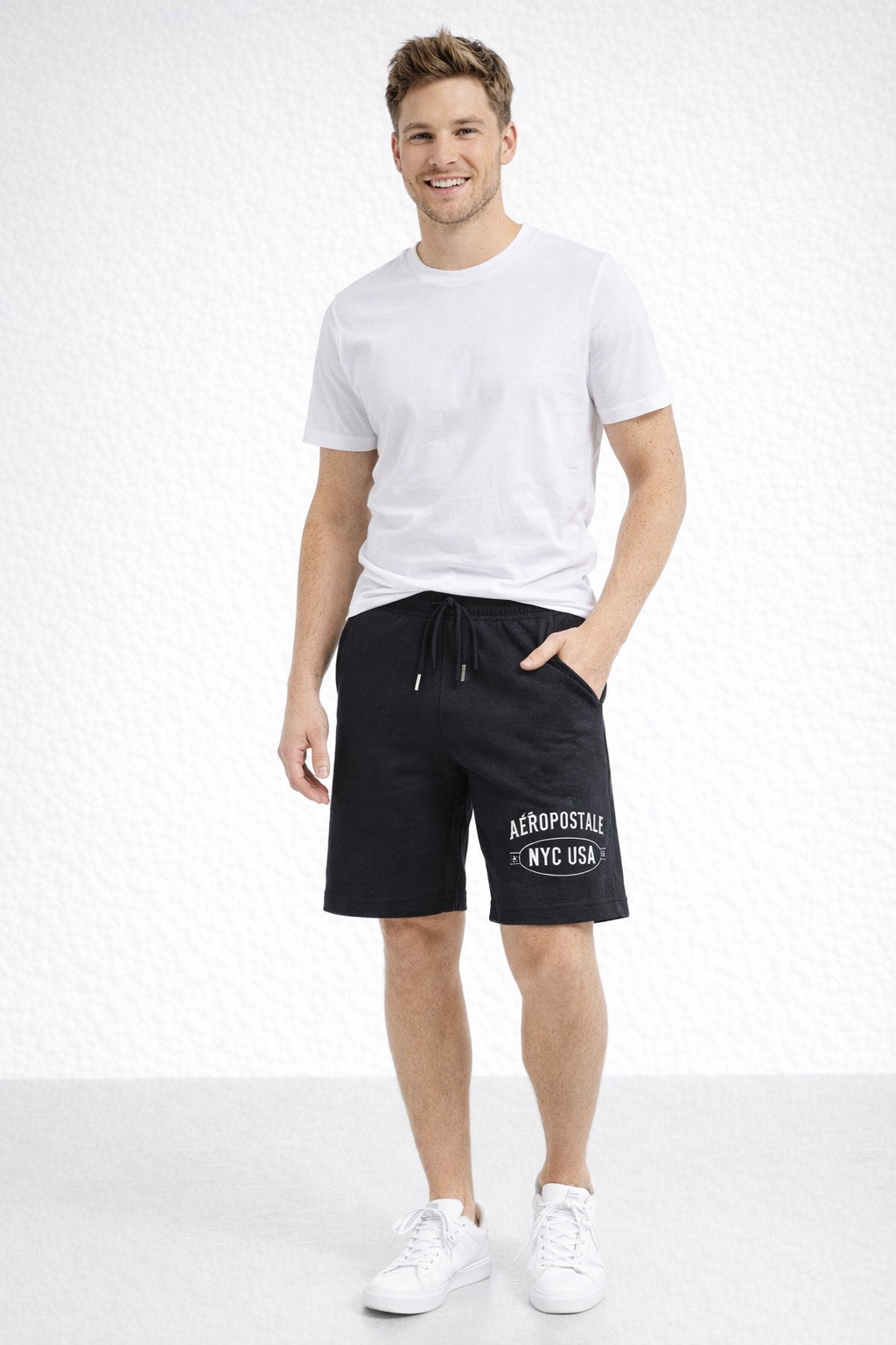 Bermuda Para Hombre Aero Guys Fleece Shorts Dark Black 4695