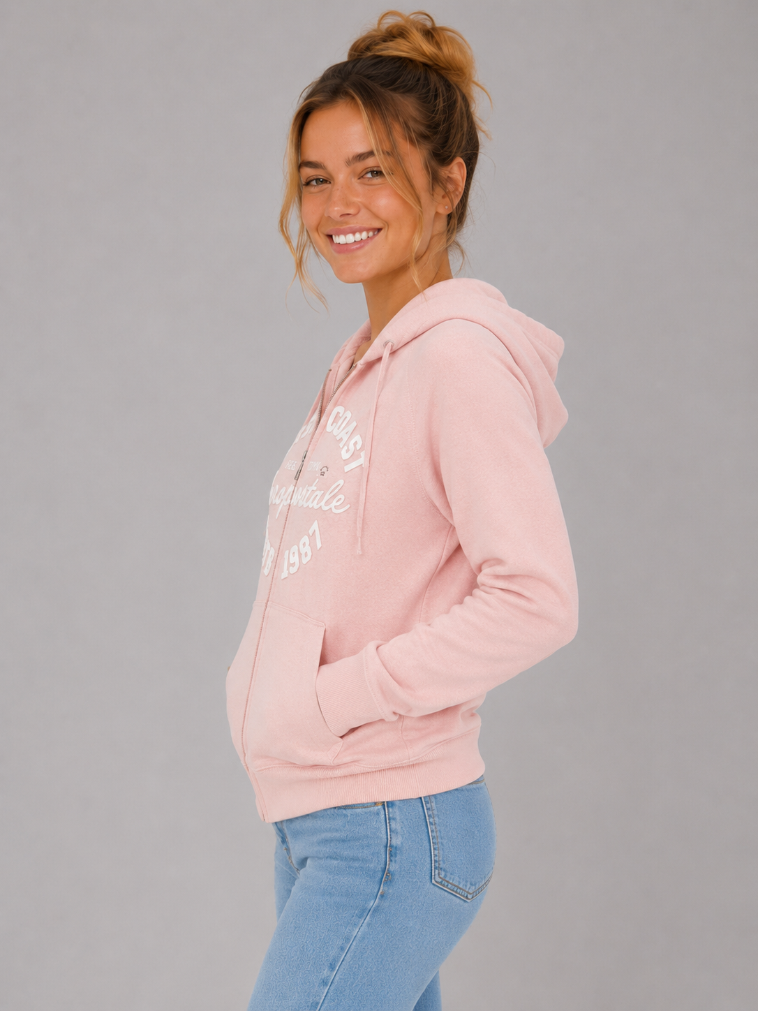 Buzo Para Mujer Aero Girls Fleece Zip Front Silver Pink 3839