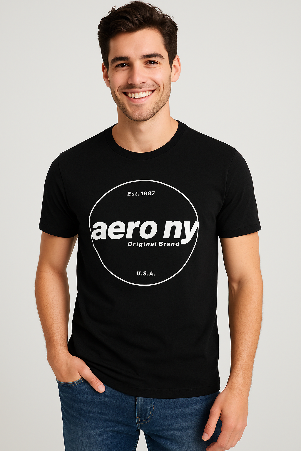 Camiseta Para Hombre Aero Level 2 Graphic Tees Dar Black 6128