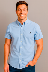 Camisa Para Hombre Aero Guys SS Woven Shirts Porcelain Blue 1440