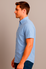 Camisa Para Hombre Aero Guys SS Woven Shirts Porcelain Blue 1440