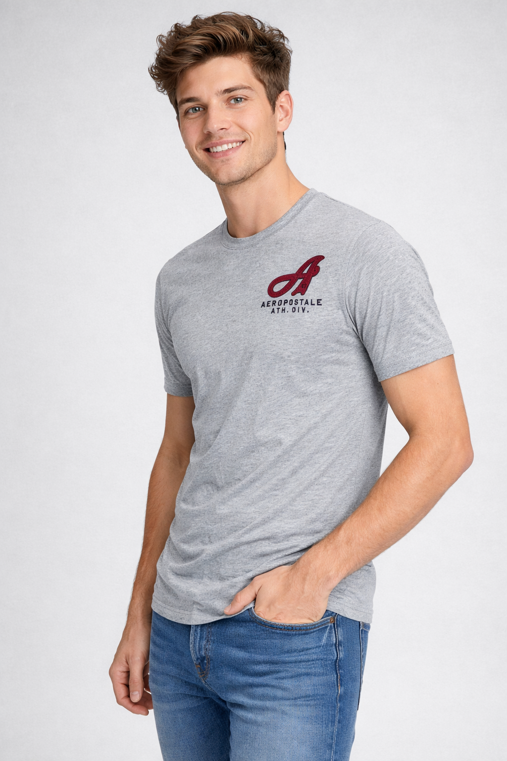 Camiseta Para Hombre Aero Level 2 Graphic Tees Light Heather Grey 6227