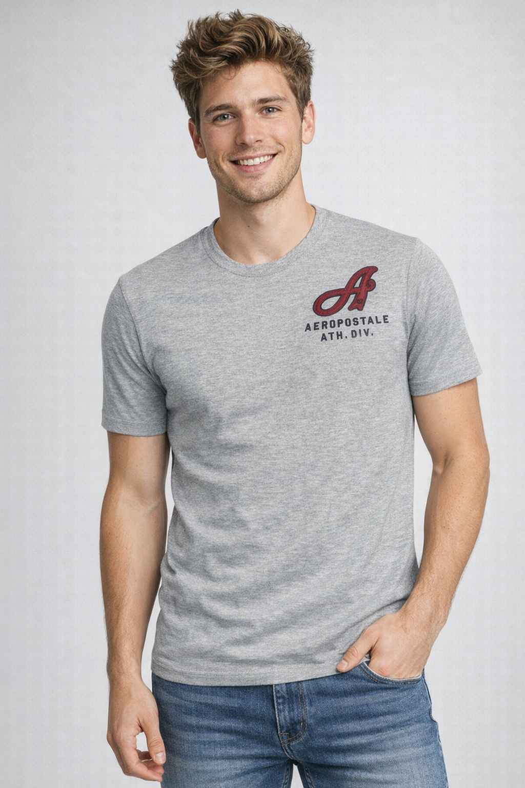 Camiseta Para Hombre Aero Level 2 Graphic Tees Light Heather Grey 6227