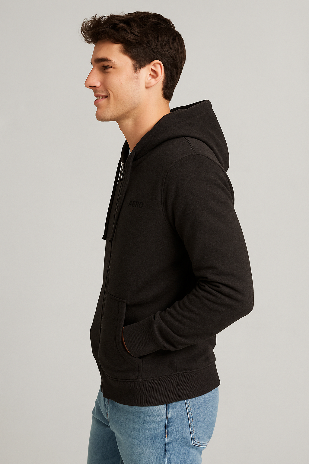 Buzo Para Hombre Aero Guys Full Zip Hoodies Dark Black 5018
