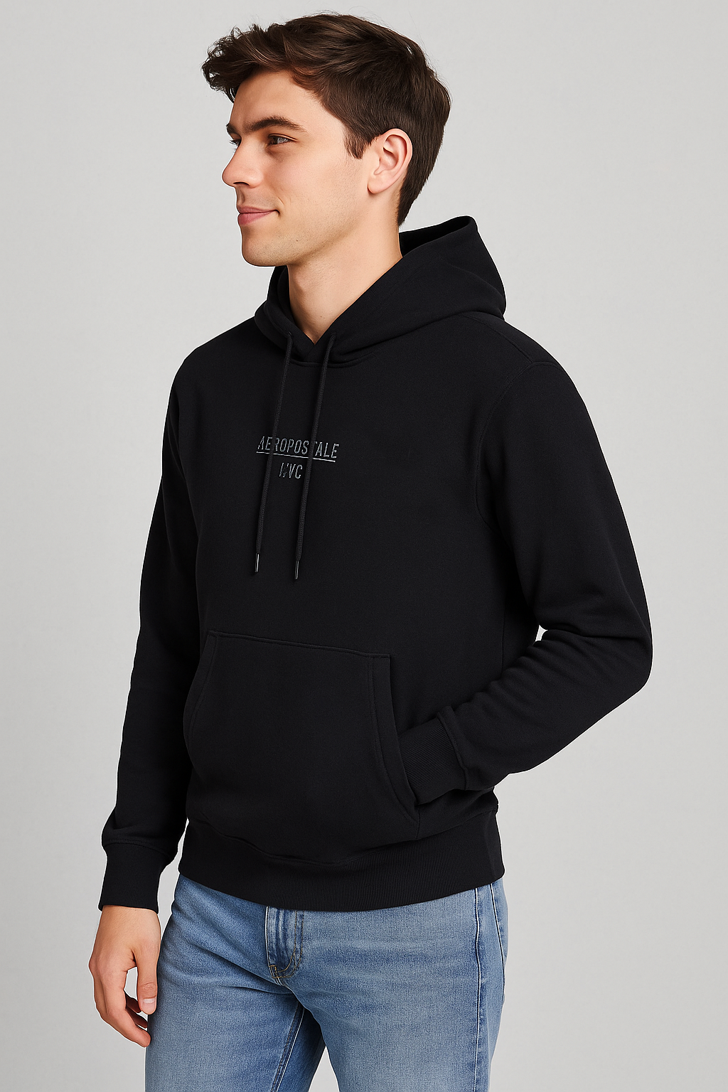 Buzo Para Hombre Aero Guys Popover Hoodies Dark Black 5997