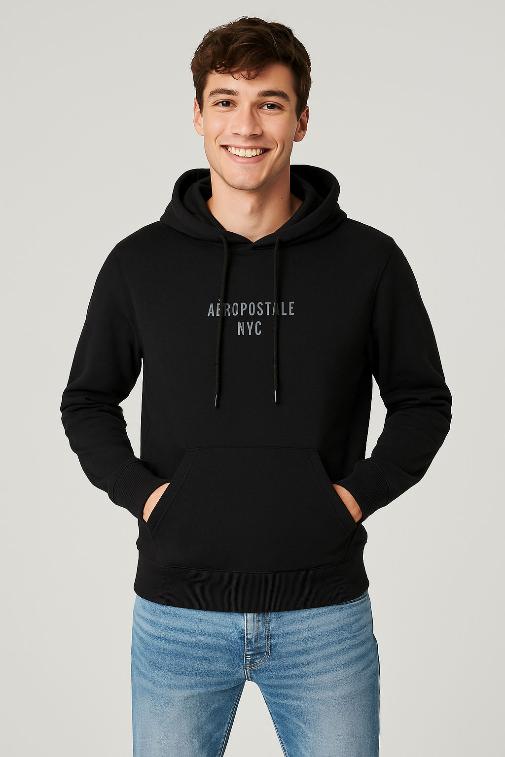 Buzo Para Hombre Aero Guys Popover Hoodies Dark Black 5997