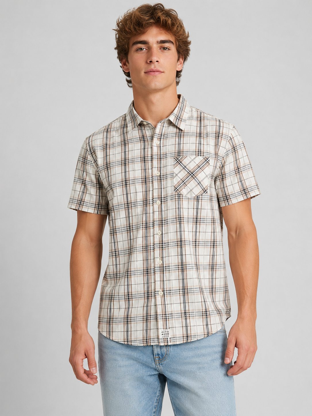 Camisa Para Hombre Aero Guys SS Woven Shirts Egret 7515