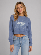 Buzo Para Mujer Aero Girls Fleece Crew Azul Capri Jaspe 3578