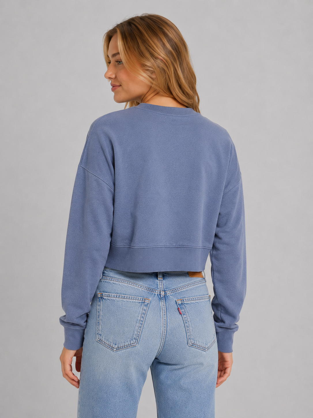 Buzo Para Mujer Aero Girls Fleece Crew Azul Capri Jaspe 3578