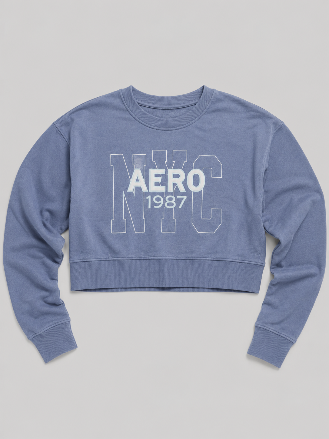 Buzo Para Mujer Aero Girls Fleece Crew Azul Capri Jaspe 3578