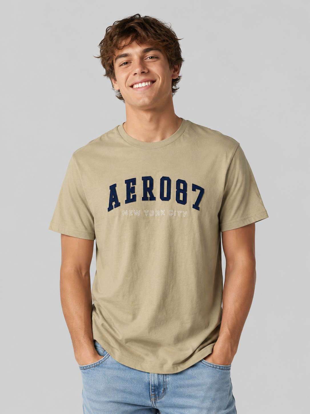 Camiseta Para Hombre Aero Level 2 Graphic Tees Olive Grey 6207